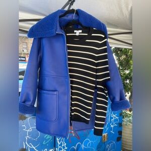 Royal blue shearling coat